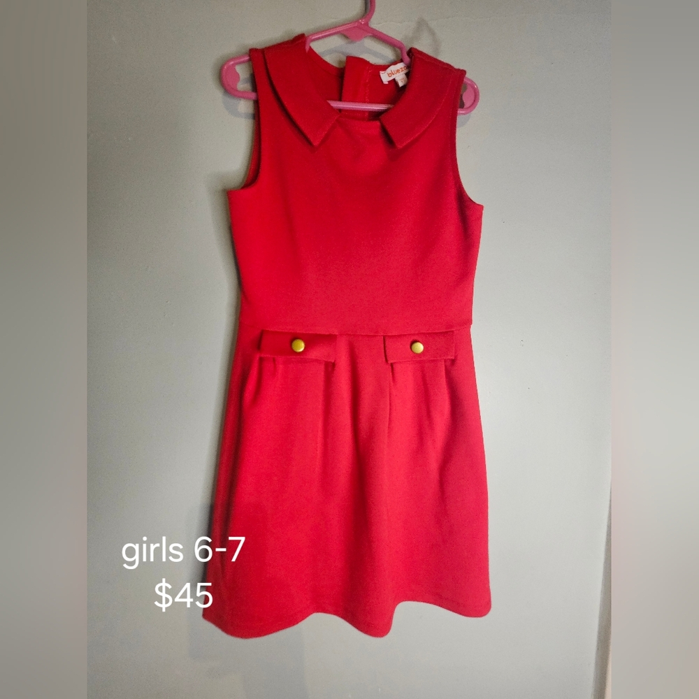 Girls dres size 6-7, red